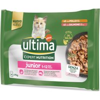 12 + 4 på köpet! 16 x 70 g Ultima Cat Expert Nutrition - Junior med kyckling & lax