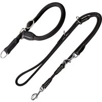 Lot Hunter Freestyle : collier + laisse pour chien, noir - collier L 50 cm + laisse 200 cm