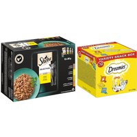 48x85g Sélection à la volaille en sauce Sheba Multipack + 12x60g Variety Snack Box Catisfactions : -15 % !