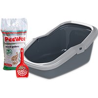PeeWee EcoMinor Bac à litière anthracite/gris pour chat - Maison de toilette pour chat