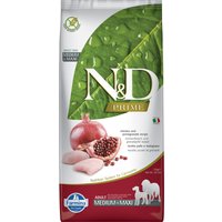2x12kg Farmina N&D sans céréales Adult Medium/Maxi poulet, grenade - Croquettes pour chien
