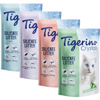 Provpack: Tigerino Crystals kattsand 6 x 5 l 4 sorter - Classic, Flower Power, Lavender & Aloe Vera