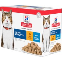 Hill's Science Plan Mature Adult Chicken Komplettering: 12 x 85 g Hill's Science Plan  Mature Adult Fish Selection