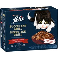 12x80g Felix Succulent Grill sélection de la campagne - Pâtée pour chat