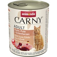24x800g Adult poulet, dinde et coeur de canard Animonda Carny - Pâtée pour chat