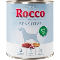 6x800g Rocco Sensitive canard et nouilles pâtée pour chien