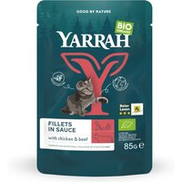14x85g Yarrah Bio Filets en sauce bœuf bio - Pâtée pour chat