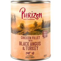 24x400g Purizon Adult bœuf Black Angus, dinde - Pâtée pour chien