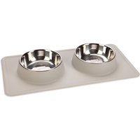Gamelle double Karlie Dex avec support en silicone pour chien - capacité : 2 X 350 mL, 14 cm de diamètre, gris clair