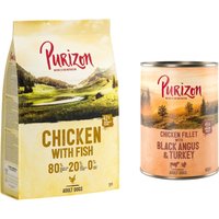 Offre d'essai : croquettes Purizon 400g / 1kg + boîte - 1 kg Adult poulet, poisson + boîte Black Angus