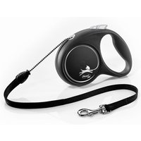 Laisse-cordon flexi Black Design (5 m), noir pour chien - taille M : jusqu'à 20 kg