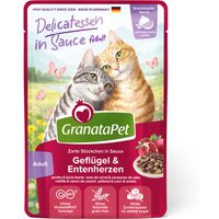12x 100g GranataPet Delicatessen in Saus Gevogelte & Eendenharten nat kattenvoer