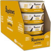 24x156g Applaws Taste Toppers Natural en bouillon poulet nourriture humide pour chien