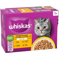 Multipack Whiskas 1+ Adult portionspåsar 12 x 85 g - Fjäderfäurval i gelé