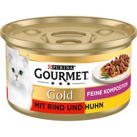 Gourmet Gold Alliance Raffinée 12 x 85 g pour chat - bœuf, poulet