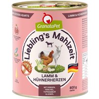 Lot GranataPet Liebling's Mahlzeit 12 x 800 g pour chien - agneau, cœurs de poulet