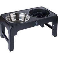 Gamelle double TIAKI réglable en hauteur sur 4 positions - capacité : 1,2 l, environ L 44 x l 24 x H 8 cm