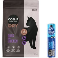 2kg canard, poulet Cosma Croquettes pour chat + 26g édition d'hiver Snackies Cosma offerts !