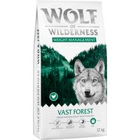 lot économique: 2x12kg Wolf of Wilderness Explore The Vast Forests Weight Management - sans céréales Croquettes pour chien