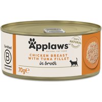 6x70g Applaws blanc de poulet avec filet de thon - Pâtée pour chat