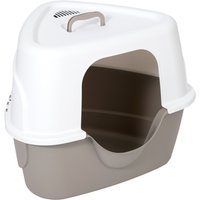 zooplus Basics Covered Cat Litter Box - Grey /White