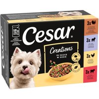 12x100g Cesar Sélection Viande et légumes en sauce nourriture humide pour chien