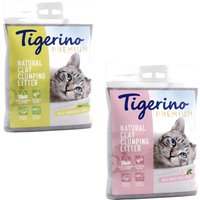 Lot économique litière Tigerino Premium ou Performance - lot mixte Canada Style : senteur roses blanches + senteur citronnelle (2 x 12 kg)