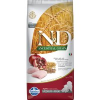 12kg Farmina N&D Ancestral Grain Puppy Medium & Maxi poulet, grenade - Croquettes pour chiot