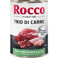 Rocco Classic Trio de viandes 6 x 400 g pour chien - bœuf, poulet, gibier