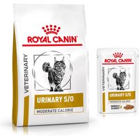 Pack bi-nutrition : croquettes + sachets Royal Canin Veterinary pour chat - Urinary S/O Moderate Calorie (3,5 kg + 12 x 85 g)