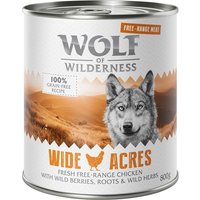 6x800g Free Range Wide Acres poulet Wolf of Wilderness - Pâtée pour chien