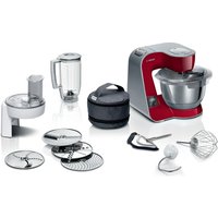 BOSCH Serie 4 Küchenmaschine mit Waage MUM 5 1000 W Rot, silber