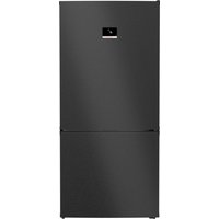 BOSCH Serie 8 Freistehende Kühl-Gefrier-Kombination mit Gefrierbereich unten 186 x 86 cm Gebürsteter schwarzer Stahl AntiFingerprint, Total No Frost