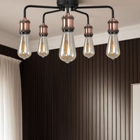 Clark Matt & Copper 5 Light Semi Flush Ceiling Light