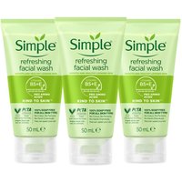 Simple Women's Kind to Skin Soap Free Refreshing 'Facial Gel Wash', 3 x 50ml in White