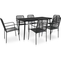 Berkfield Home 7 Piece Outdoor Dining Set Cotton Rope & Steel Black