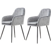 Living and Home Set of 2 Upholstered Dining Chairs in Grey