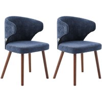 Living and Home Set of 2 Upholstered Dining Chairs in Blue