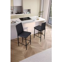 Living and Home 2PCS PU Leather Upholstered Bar Stools in Black