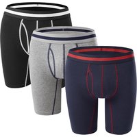 MODISHION Men's 3Pcs Cotton Boxer Briefs Set in Dark Blue | Size: Small