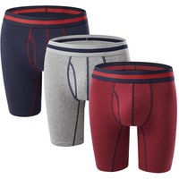 MODISHION Men's 3Pcs Cotton Boxer Briefs Set in Light Grey | Size: Small