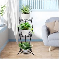 H&O Direct 3-Layer Black Plant Display Rack - Space Saving Iron Stand for Balcony