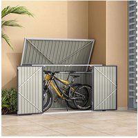 Living and Home 3x7 ft Black Lockable Metal Bicycle & Trash Storage Shed - with Sloped Roof & Dual Vents, Weather-Resistant