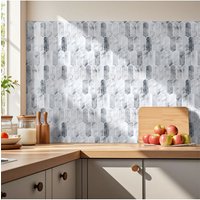 Living and Home 10Pcs Gradient Color 3D Arch Self-Adhesive Wall Tile Stickers in Light Grey