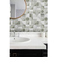 Living and Home 10 Pcs Self-adhesive 3D Geometric Pattern Square Wall Tile Stickers in Khaki