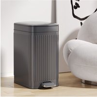 Living and Home 7L Slim Foot-Pedal Trash Bin Dustbin Rubbish Bin with Lid in Dark Grey