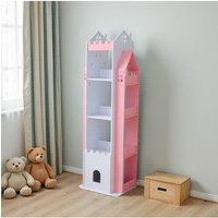 Living and Home 5-Tier Castle Rotating Bookshelf Storage Rack Organiser in Pink