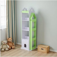 Living and Home 5-Tier Castle Rotating Bookshelf Storage Rack Organiser in Light Green