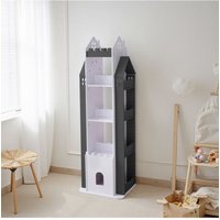 Living and Home 5-Tier Castle Rotating Bookshelf Storage Rack Organiser in Black