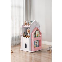 Living and Home 3-Tier Castle Rotating Bookshelf Storage Rack Organiser in Pink
